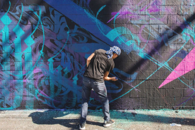 Vincent Abadie Hafez - Zepha - Collaborative mural with Mayonaize (Australia) et Kapache (Hawaii) - Pow! Wow! festival, Honolulu (Hawaii)